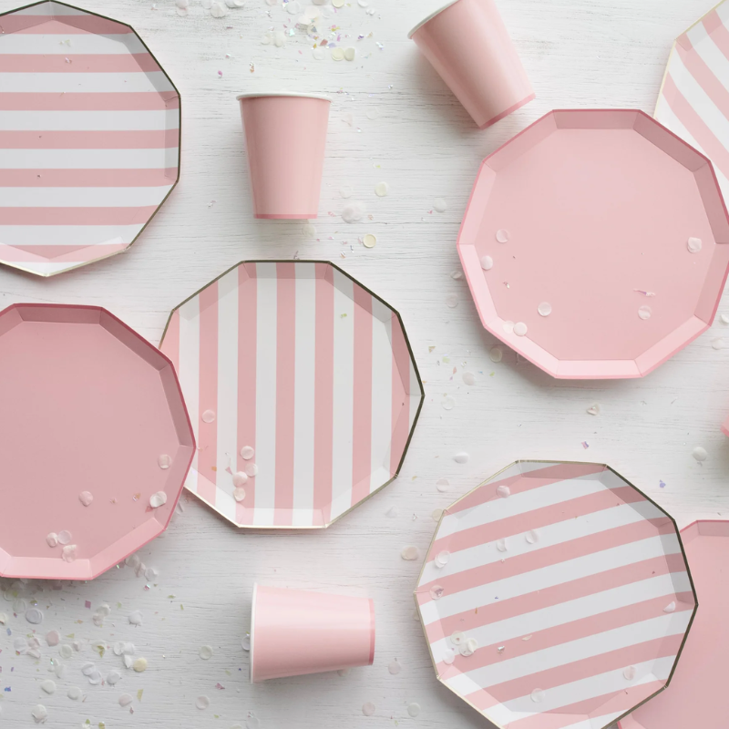 Plato Petal Pink cabanna stripe (8 platos)
