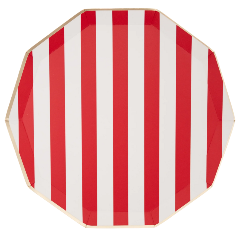 Plato Cherry Red Cabanna Stripe (8 platos)