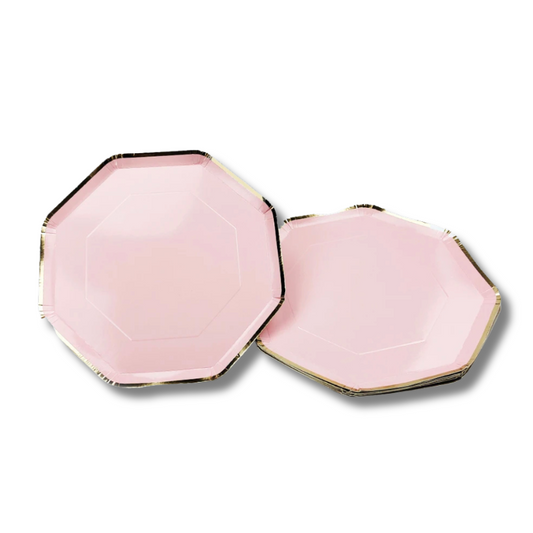 Plato Octagonal rosa (8 platos)