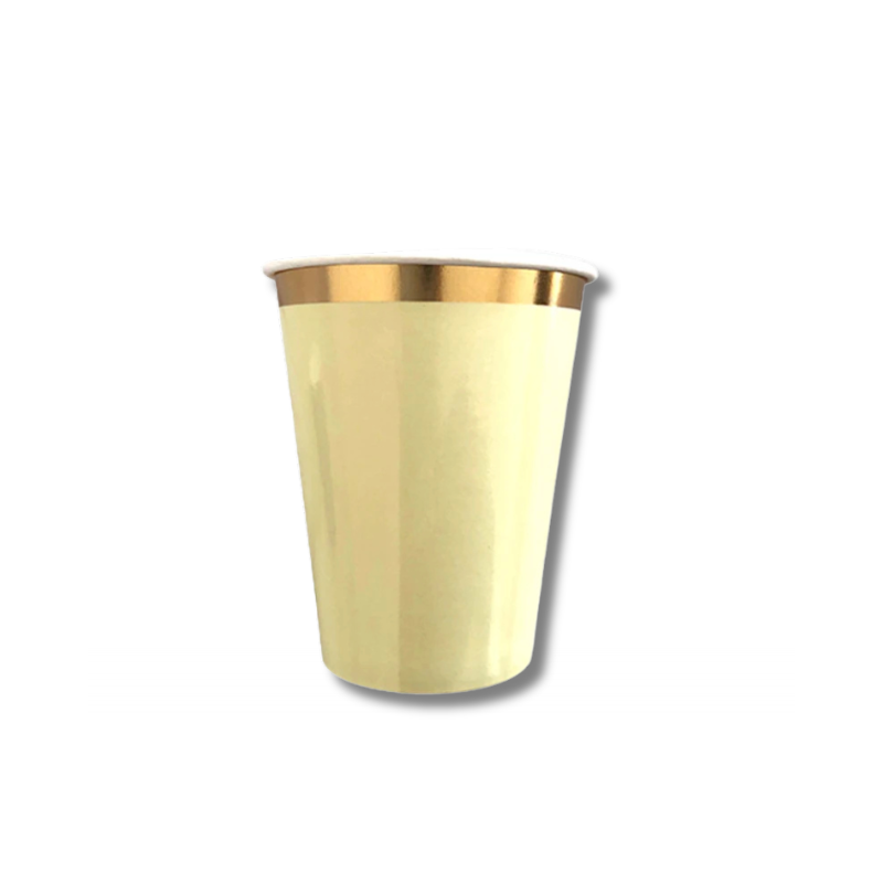 Vaso Franja gold - Amarillo (8 pzas)