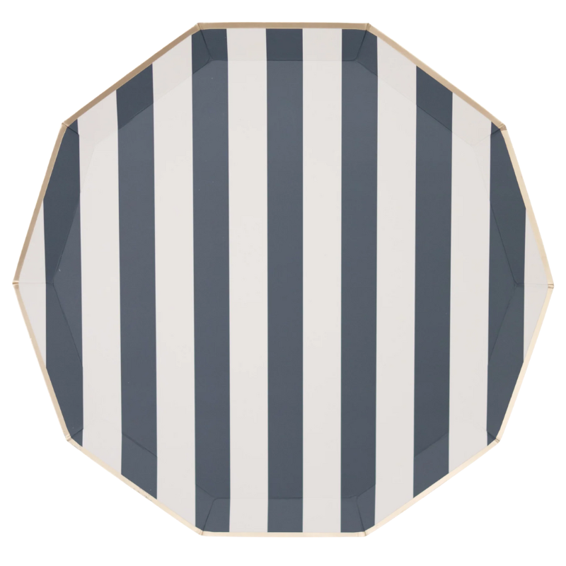 Plato Midnight Blue Cabanna Stripe (8 platos)