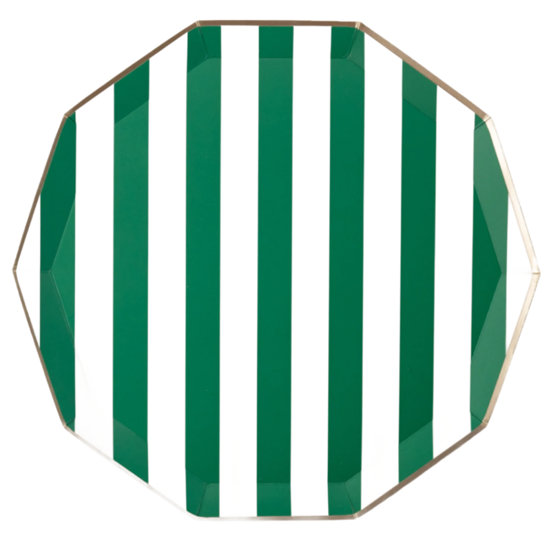 Plato Emerald Green Cabanna Stripe (8 platos)