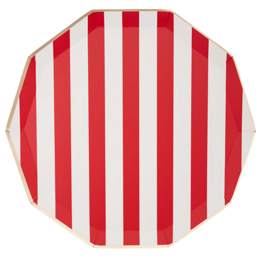 Plato Cherry Red Cabanna Stripe (8 platos)