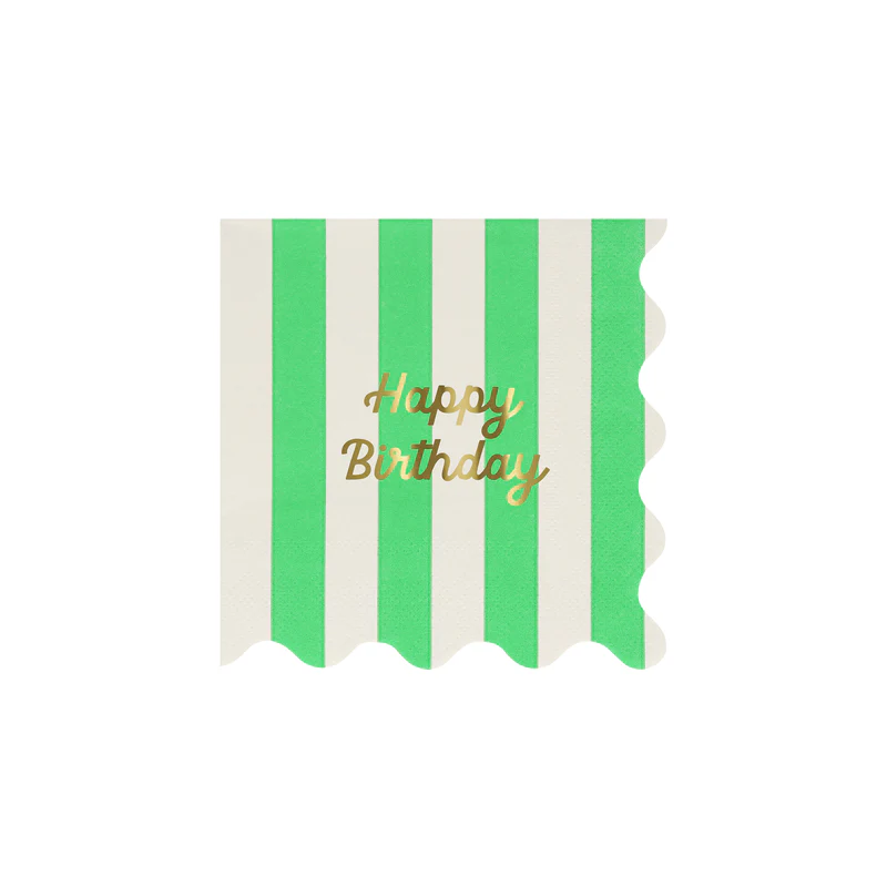 Servilleta Stripe Happy Birthday - chica (16 pzas)