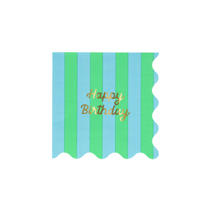 Servilleta Stripe Happy Birthday - chica (16 pzas)