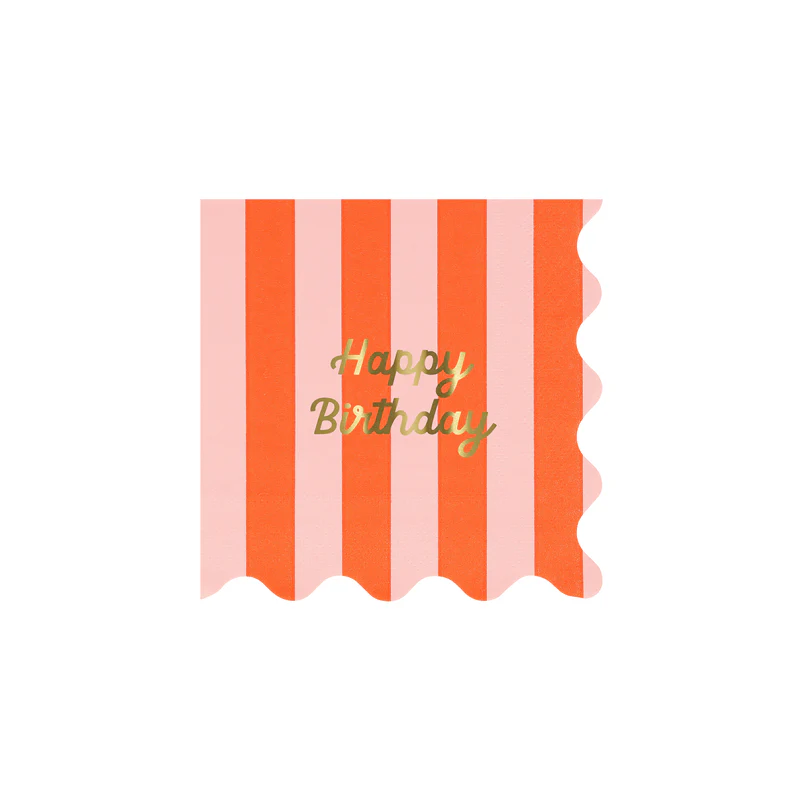 Servilleta Stripe Happy Birthday - chica (16 pzas)