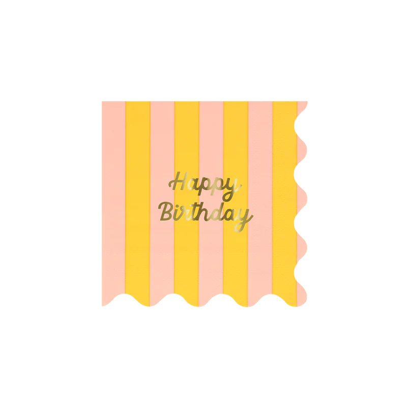 Servilleta Stripe Happy Birthday - chica (16 pzas)