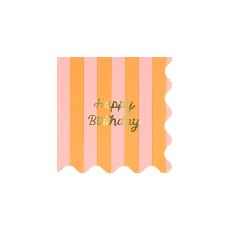 Servilleta Stripe Happy Birthday - chica (16 pzas)