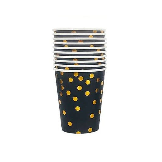 Vaso puntos dorado y negro (10 pzas)